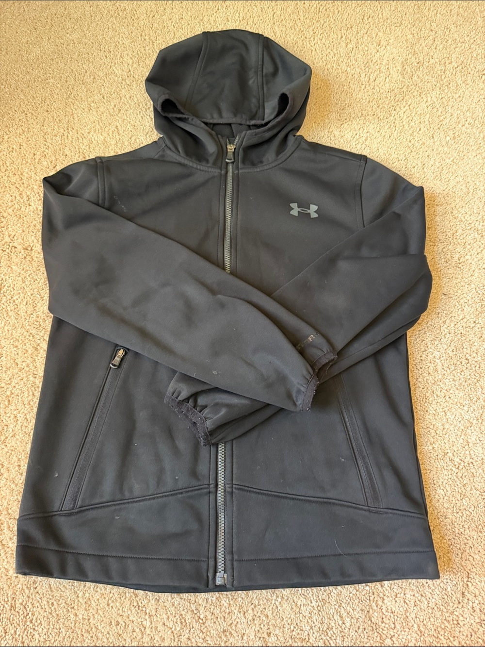 Under Armour Boys Black Full-Zip Hooded Performance Jacket